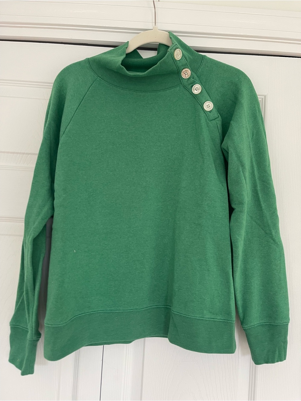 J. Crew Green Button-Shoulder Mockneck Sweater